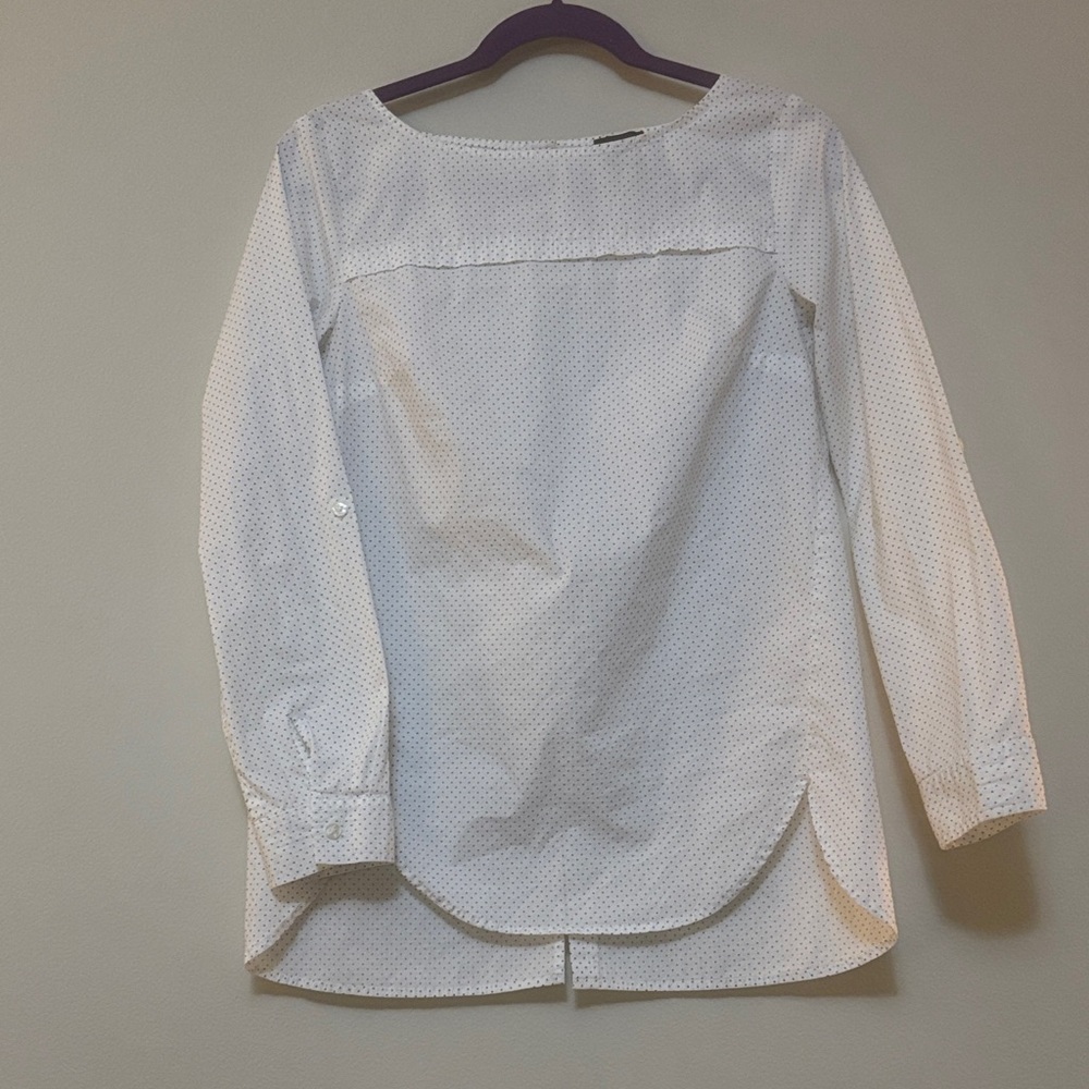 Ann Taylor Classic White Blouse with Dots